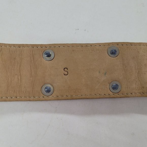 You‎ & Me Belt Womens Small Cream Leather Gold Rhinestone Western Made in USA - Picture 5 of 11